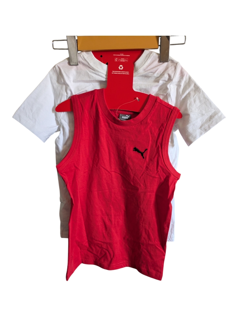 NWT Puma 2 Pack Red Tank Top/ White Short Sleeve Tee Size 6